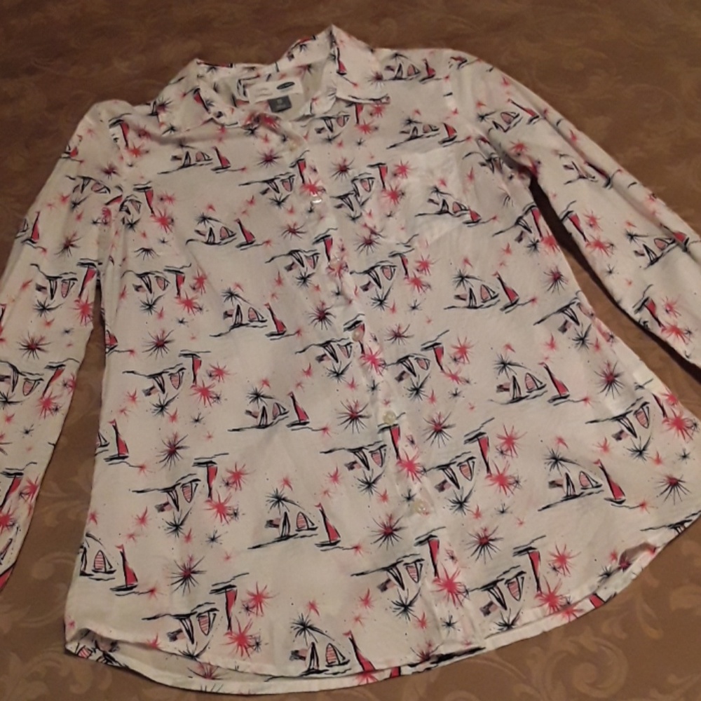 Old Navy Sailboat Button Down Blouse